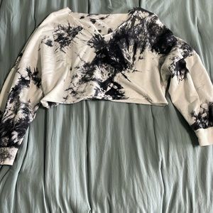 SHEIN drop shoulder cropped tie dye long sleeve
